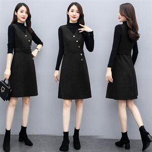 洋气时尚套装女2021秋新款女装两件套连衣裙气质显瘦打底套裙图片