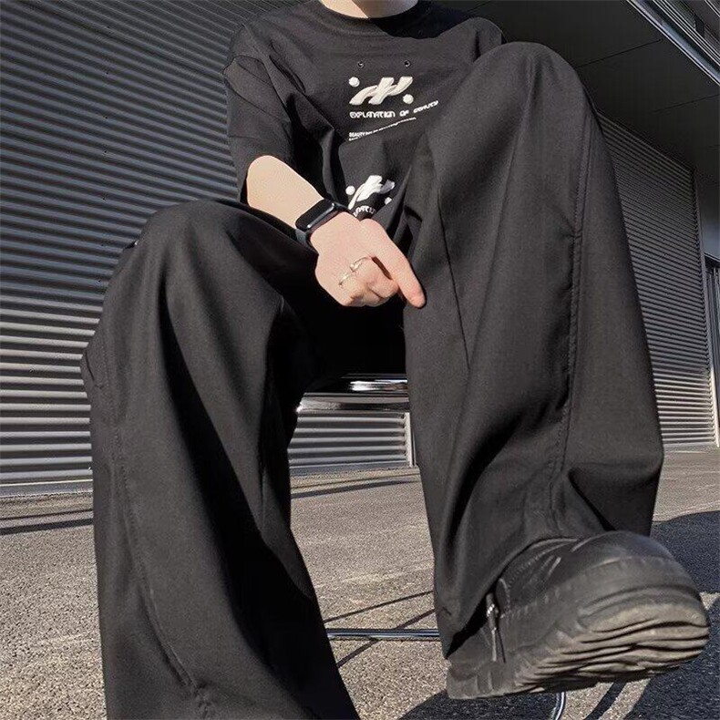 男休闲长裤垂感西裤春秋季百搭直筒宽松拖地阔腿裤KD14,男装休闲裤,星座1116A（原606A-3）