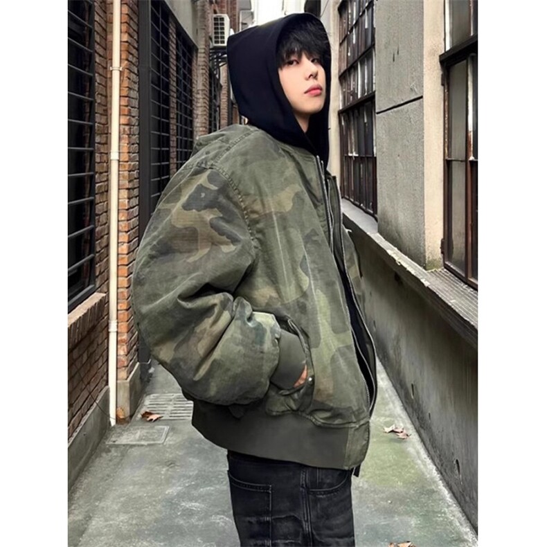假两件迷彩连帽外套男款廓形高级感飞行服夹克MB963,男装夹克,星座1116A（原606A-3）