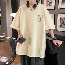 港风24夏款个性百搭小龙印花圆领短袖T恤T61122P25控38，男装T恤，电商A268A