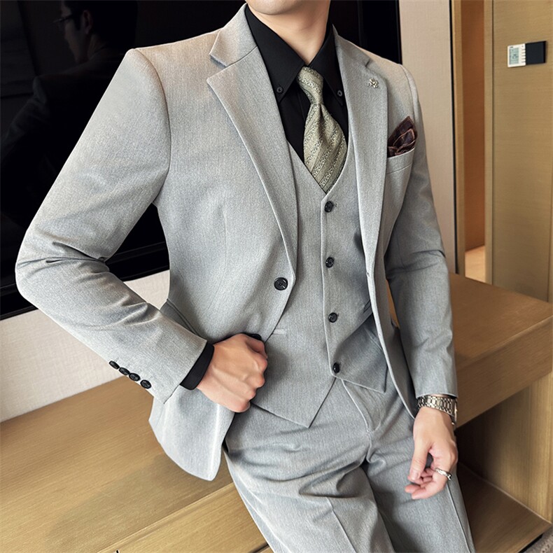 SJT812-P2002025春夏时尚男士百搭双扣西服三件套装礼服，男装西服，星座507A（原星座306B-2）
