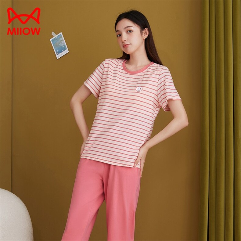 2025年秋季睡衣2件女士短袖九分裤家居服，睡衣套装，泰合衣坊