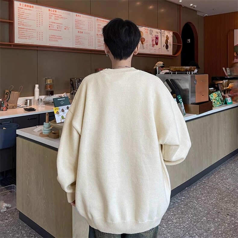 重磅秋冬男女纯色打底针织衫圆领套头半高领毛衣美式复古休闲上衣,男装T恤,电商A486
