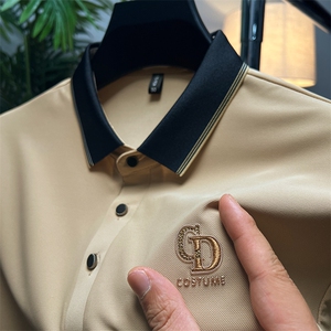 polo衫中年商务休闲男装夏季新款男士短袖T恤半袖翻领宽松上衣服图片