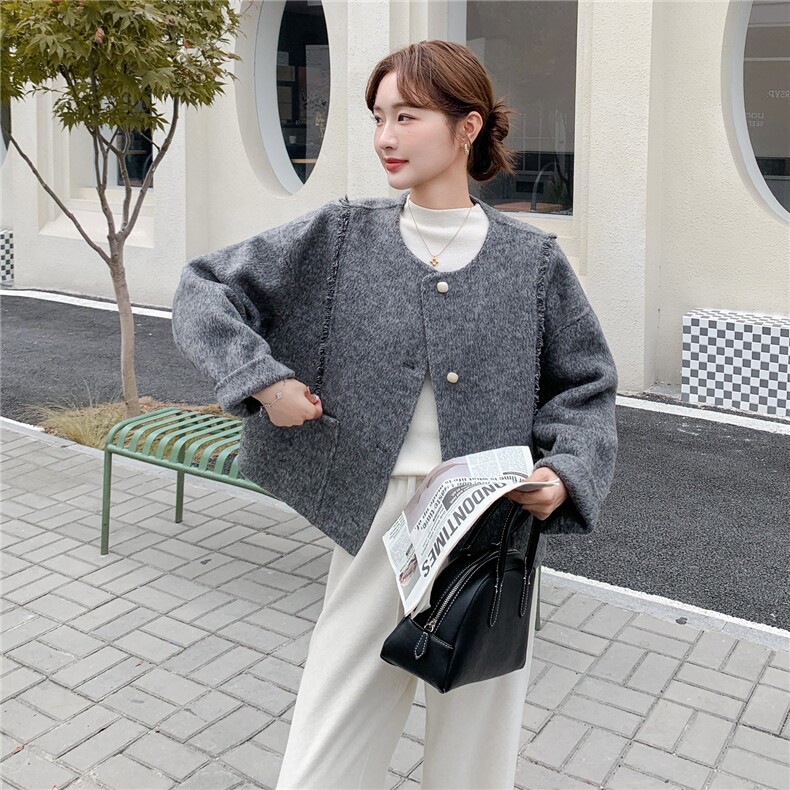 【上新】70毛拉毛双面呢大衣外套2C075-872-P240-K348,女装毛呢外套,2C075