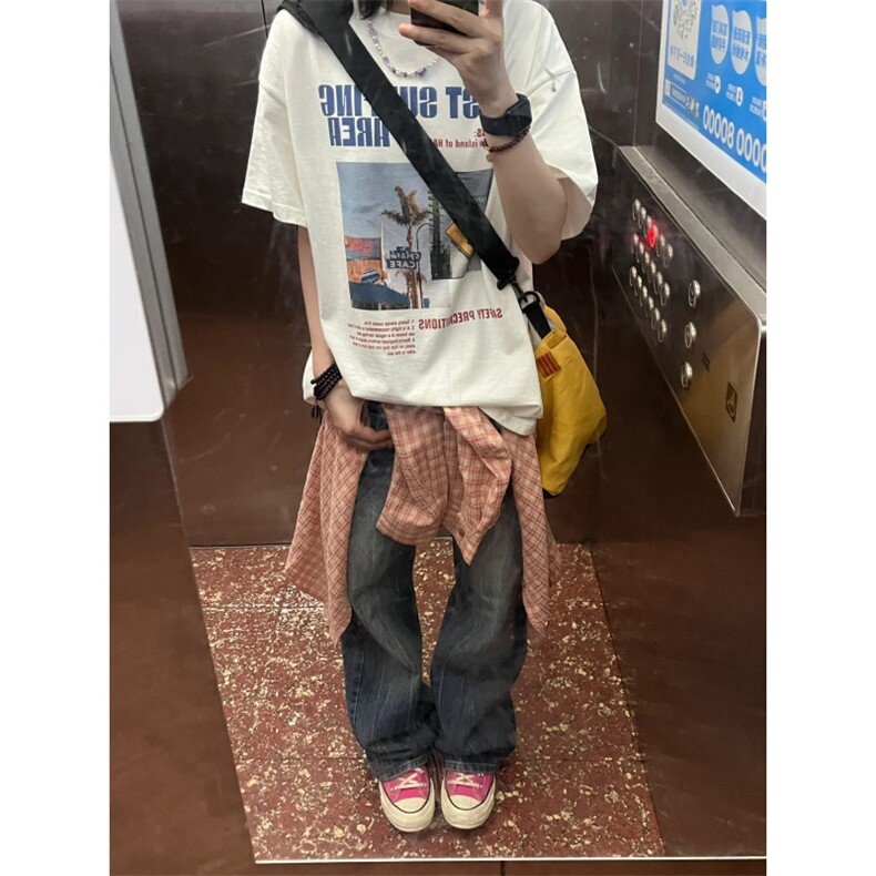 T580-P25复古风光印花纯棉短袖男女同款宽松上衣,男装T恤,星座617A-2