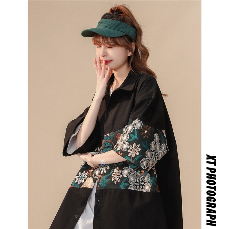 1绣花拼接成分：聚酯纤维M-5XL大码短袖衬衫男DCS7743P42控68，男装T恤，星座226-2