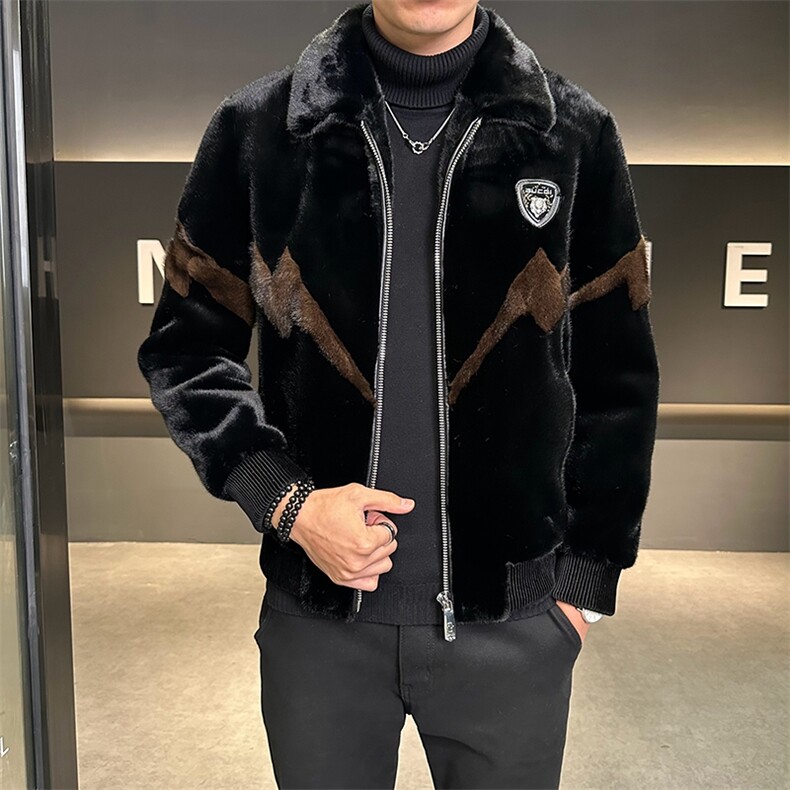 冬季男士时尚加厚仿皮草保暖爸爸装商务夹克外套ZX8884-P210,男装夹克,星座1105-3