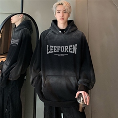 水洗渐变连帽卫衣男360克重磅秋冬复古宽松情侣帽衫W106-P58，男装卫衣，电商C307A