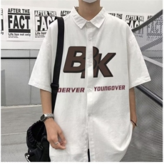 日系工装短袖衬衫男款夏季少年感潮牌休闲衬衣学院风D3021P35，男装衬衫，星座1116-2