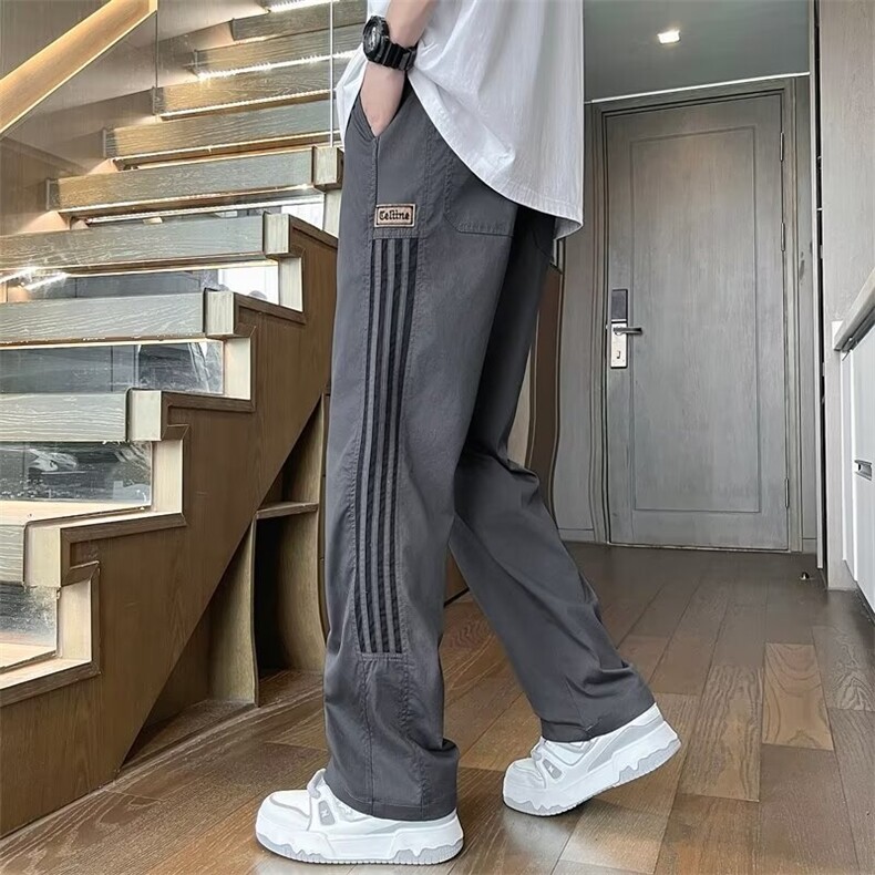 美式侧边条纹直筒休闲卫裤女宽松阔腿工装情侣运动长裤80222-p35,男装休闲裤,星座1008