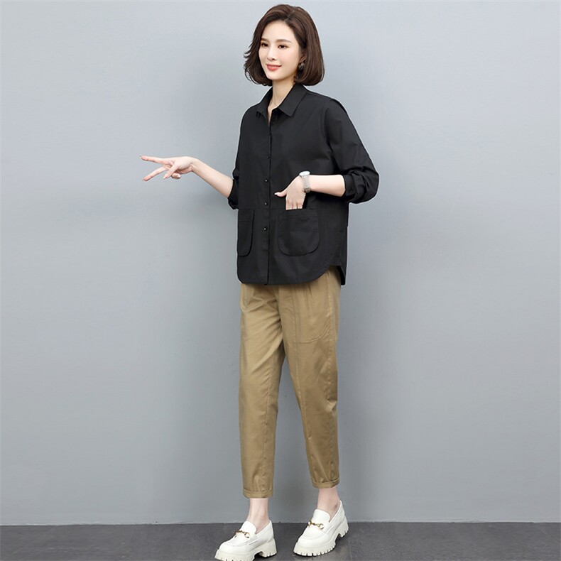 春秋装套装女宽松显瘦2022年新款潮韩版休闲百搭衬衫两件套装裤子,女装套装/套裙,忆绮罗