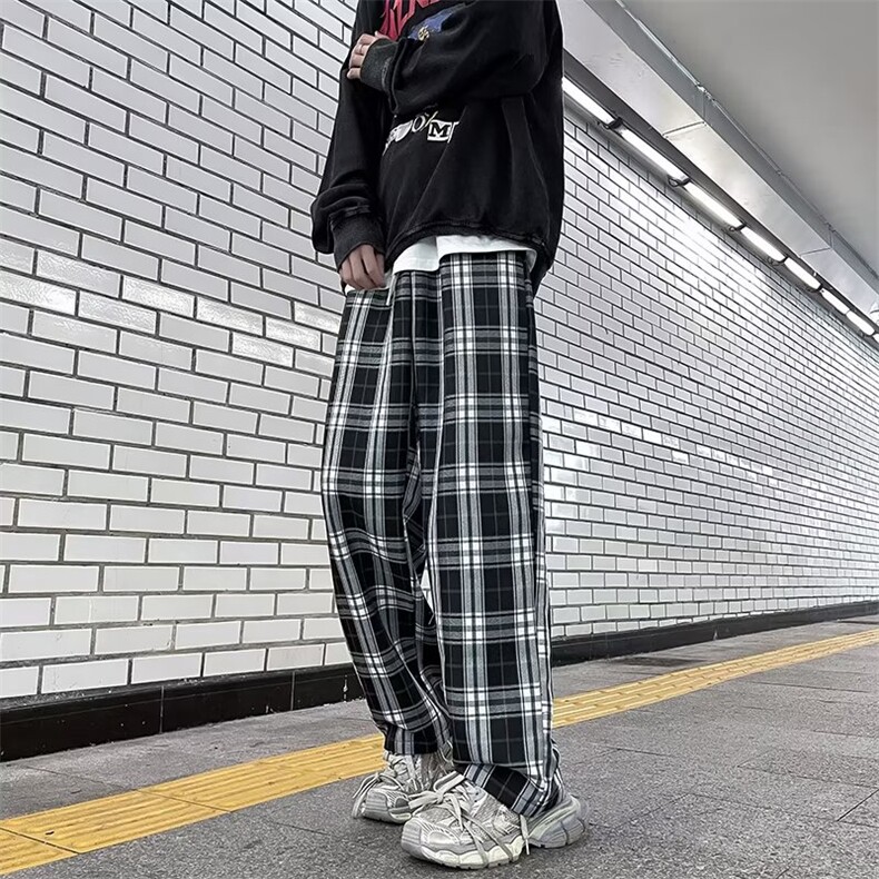 秋季新款时尚潮男百搭宽松格子款休闲裤，男装休闲裤，四季星座218-1