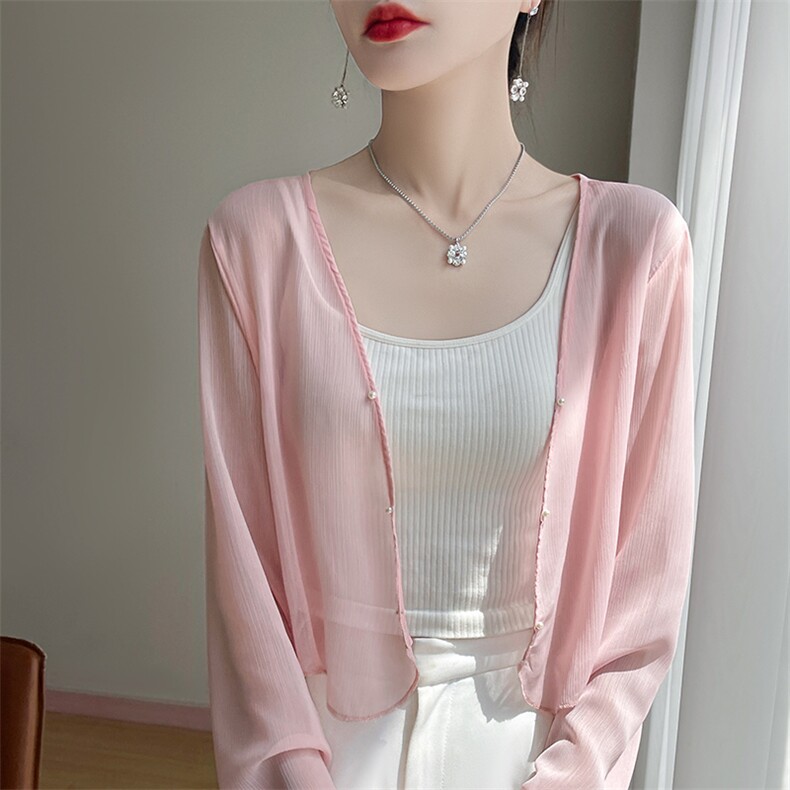 2025夏季新款仙女绉防晒衫,女装防晒衣,圣丽羊绒