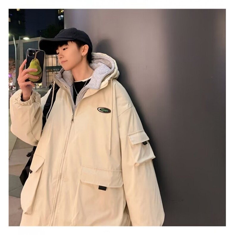 假两件棉衣男港风宽松百搭工装棉袄外套N105-P88,男装棉衣,星座1109-3