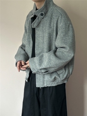 现货新款-羊毛呢外套男士立领短款呢子夹克A351-AJ2619-P150，男装夹克，电商A351