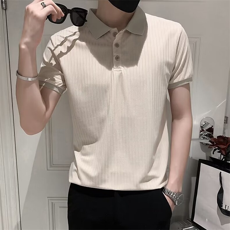 短袖polo衫男潮牌潮流纯色针织翻领t恤男装保罗半袖衣服T539,男装T恤,星座1116A-2（原606A-1）