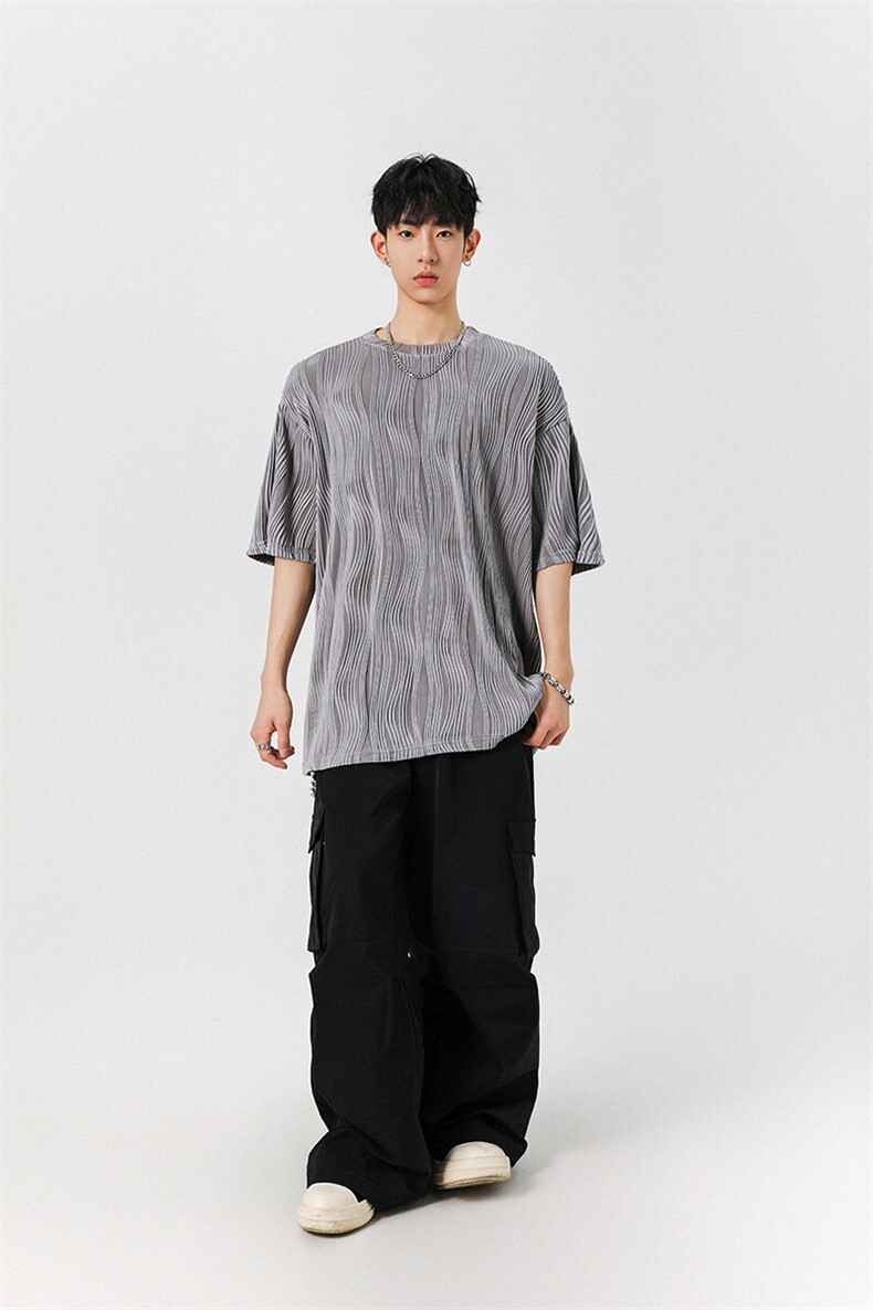 8XL-M特大码夏季短袖冰丝皱感透气T恤男潮垂感宽松半袖DX305P45,男装T恤,电商D206-1