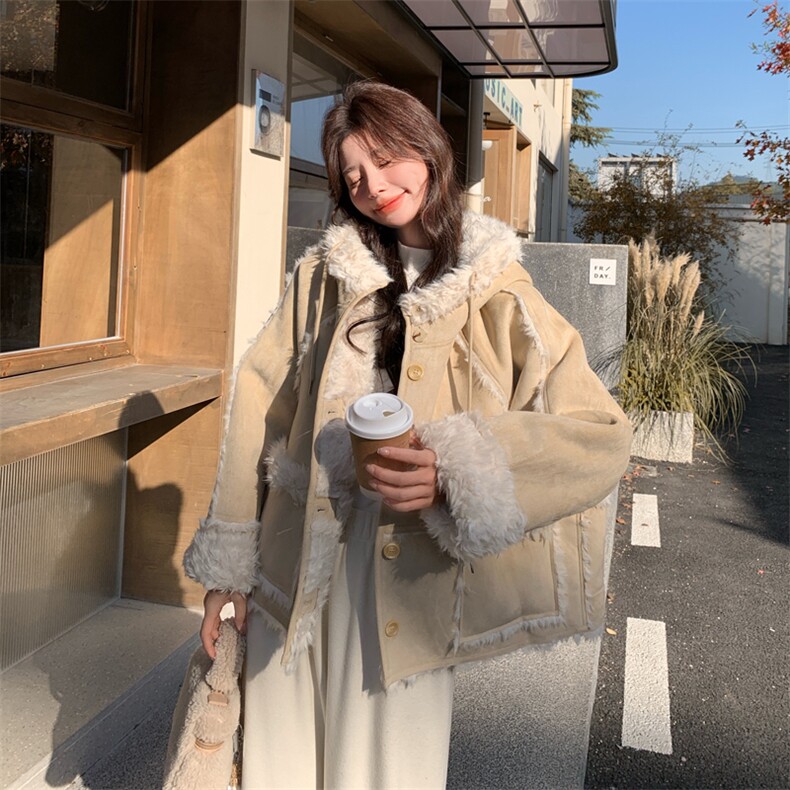 大货冬季连帽皮毛一体外套#609-P215-K318,女装短外套,2C111