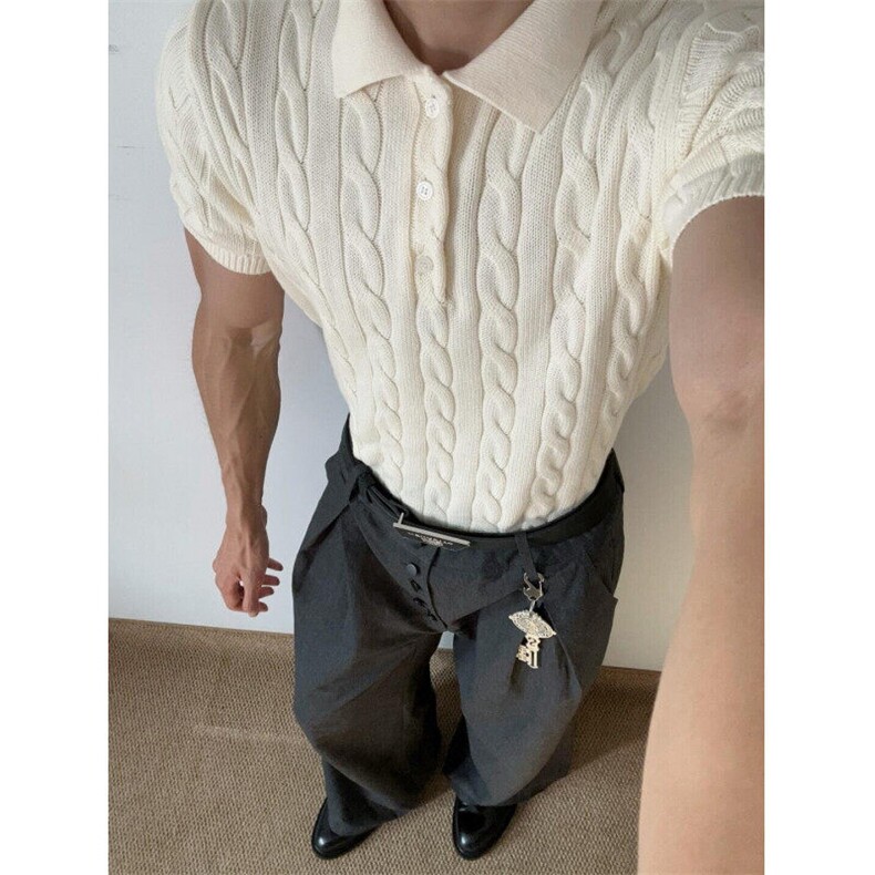 【有货】Z96HH-特P39绞花翻领polo衫男女正肩针织短袖t恤,男装Polo衫,星座1007（原301D）