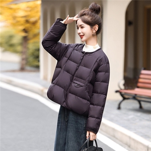 高蓬品质90白鸭绒圆领茧型面包服冬季短外套2025韩版新品小个子女图片