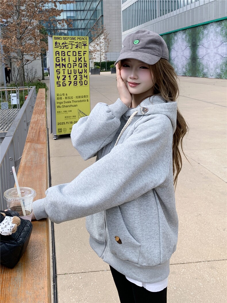 现货2026春秋季连帽外套女针织撞色可爱风学生休闲百搭外,女装卫衣/绒衫,网红馆