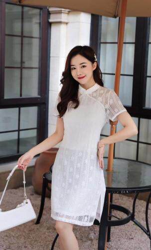 【现货】夏季新款蕾丝优雅气质旗袍连衣裙，女装婚纱/旗袍/礼服，芷炫