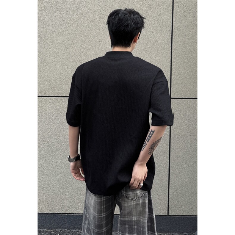 2026夏季新款外景黑大码美式帅气短袖T恤M-5XHT26234-特P20,男装T恤,电商A022