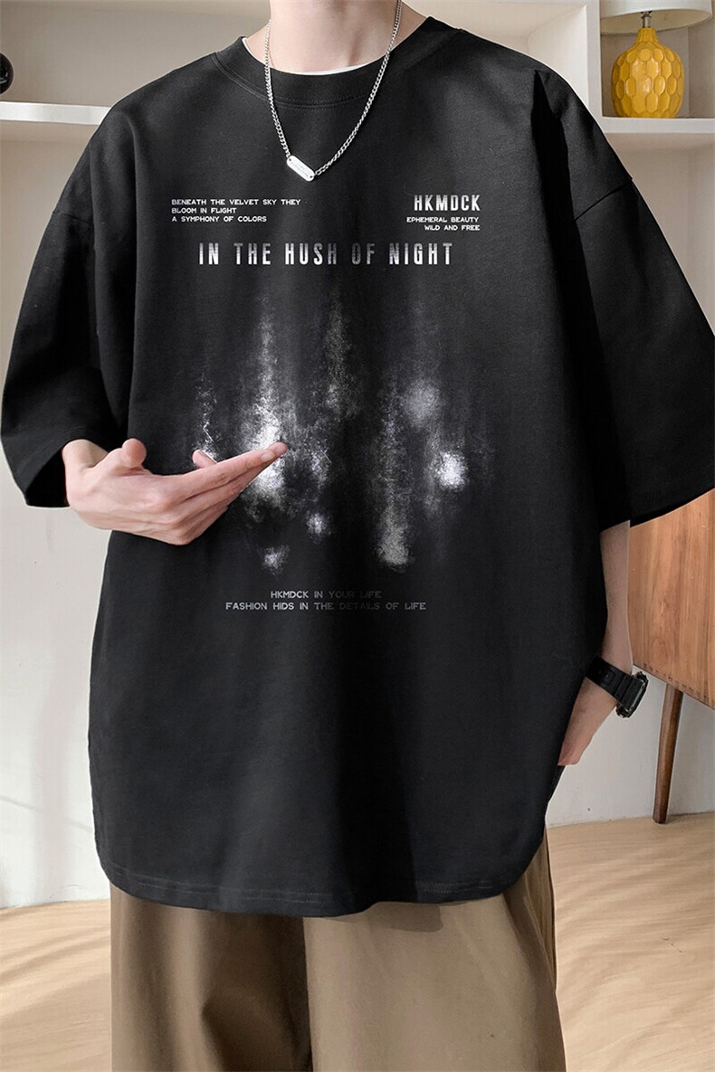 图案已注册夏季新款流星印花短袖T恤男潮宽松半袖打底衫D001/P25,男装T恤,电商B209