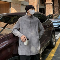 学院风徽章刺绣针织开衫秋冬季慵懒风设计毛衣上衣外套，男装针织衫/毛衣，星座410-6（原星座1304-1）