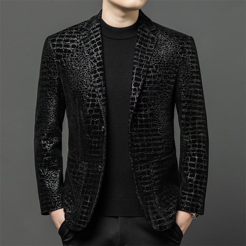春秋款男士真皮皮衣鳄鱼纹西服商务休闲男装中年爸爸装夹克外套，男装夹克，电商B360A（原721A）