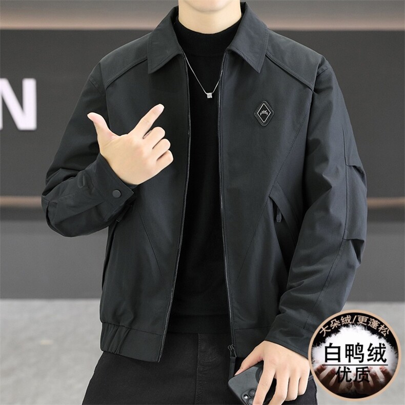 羽绒服男新标50白鸭绒夹克外套休闲时尚翻领男士上衣NY822-P135,男装夹克,星座310B-3