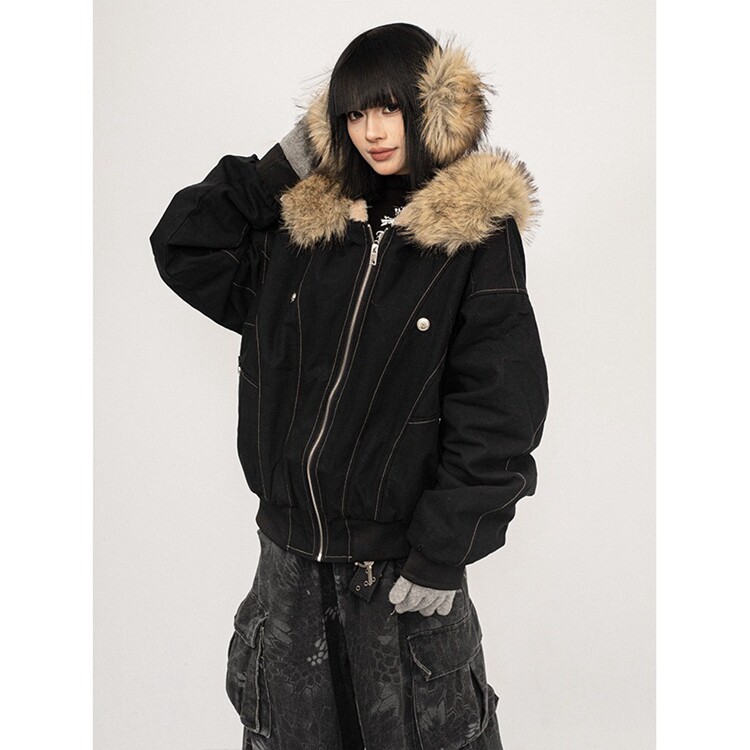 潮座山雕棉服外套女2025冬季新款美式复古男女同款加厚棉衣棉袄,男装棉衣,星座218-8