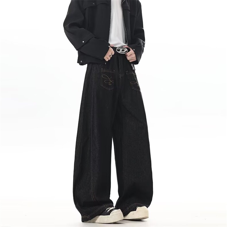 有货。。弯刀牛仔裤男女炸街百搭宽松阔腿休闲长裤RK3349-P52,男装牛仔裤,星座412-3