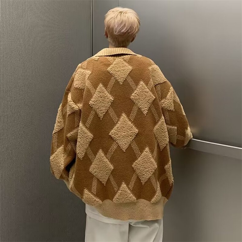 开衫毛衣男秋冬日系复古高街潮牌针织衫宽松线衣外套MY05632-P65,男装针织衫/毛衣,星座308B-1
