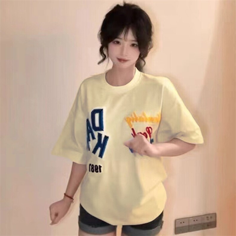 万针全刺绣工艺抖音得物高品质260克重磅纯棉双纱美式高街短袖T恤,男装T恤,电商A486