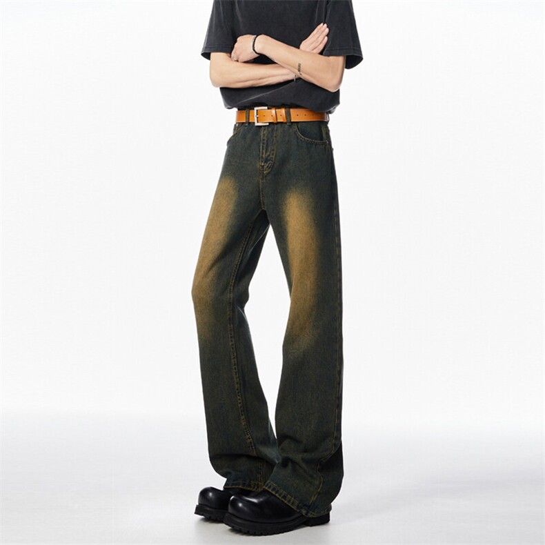现货~~锈土色复古微喇牛仔裤男款美式直筒裤6BK570-P45控78，男装牛仔裤，星座515