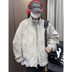 短款扎染脏脏美式复古立领PU皮夹克上衣男女同款外套JK918-特P65，男装夹克，星座1213
