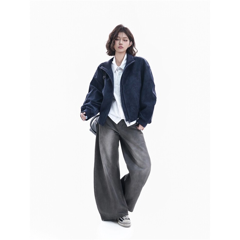 美式街头设计感皮衣外套女秋季宽松飞行夹克,男装夹克,星座1210-1