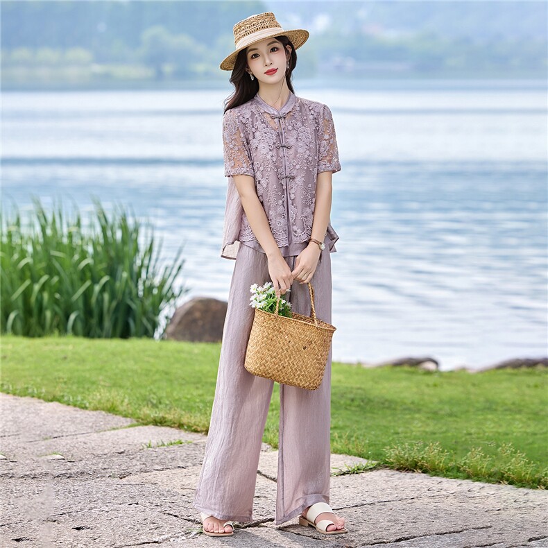 2026年夏季中年装妈妈装气质潮大码新款两件套装,女装套装/套裙,艾仟回(原伊仟回)