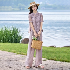 2026年夏季中年装妈妈装气质潮大码新款两件套装，女装套装/套裙，艾仟回(原伊仟回)