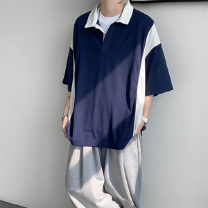 8XL-M拼接撞色短袖t恤男款夏季新款半袖POLO衫加肥加大码DT004P38图片