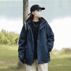 冬季三合一外套日系连帽男装青年夹克户外防水冲锋衣外套6152-P90，男装夹克，星座1403A