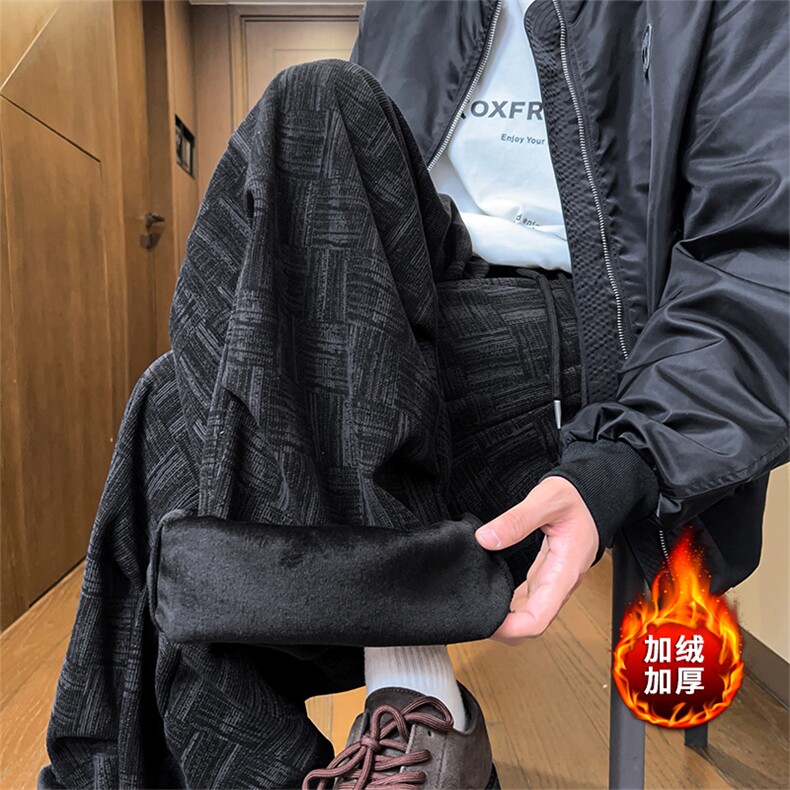 【送挂件】冬季加绒格纹肌理休闲裤灯芯绒男女 5D2020-TP4588图片