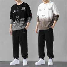 男士运动休闲套装2021新款韩版潮流秋季渐变卫衣两件套DF156TP90，男装卫衣，电商A102