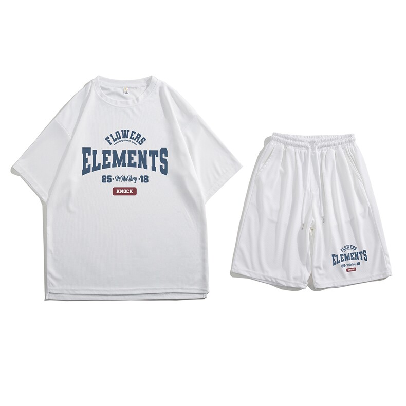 白底2023夏季情侣冰丝华夫格休闲运动套装TZ861P50--控68，男装休闲套装，电商A247-1