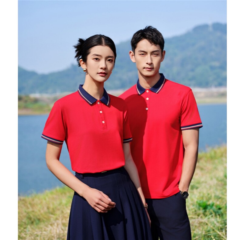 2024年夏季时尚纯色百搭冰丝棉男女同款polo衫,女装T恤,鲁菏羊绒
