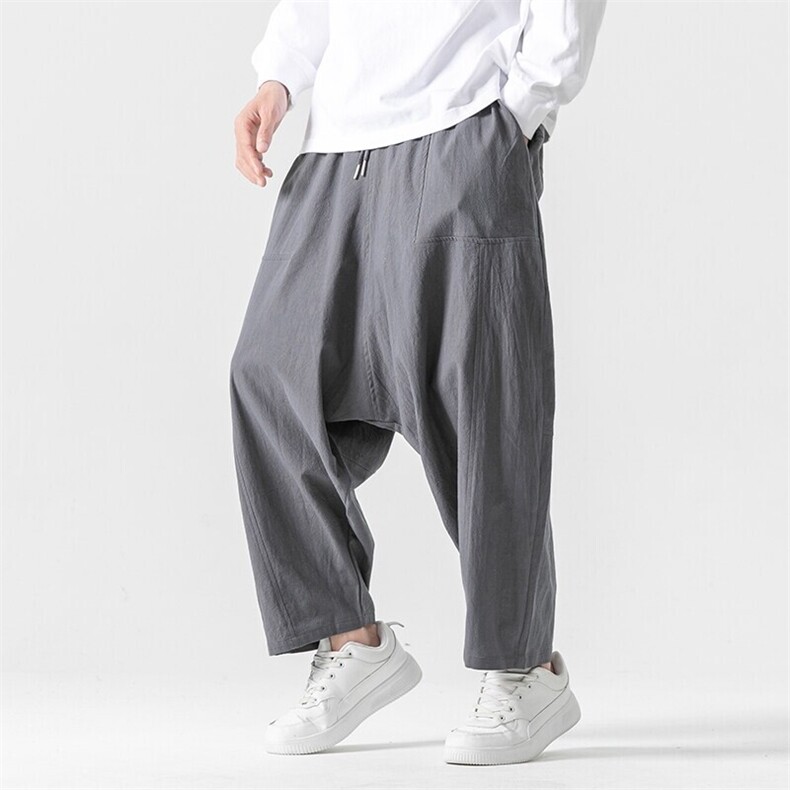 春夏 大码风休闲裤棉麻低裆哈伦阔腿裤日系潮港风 K265/P60图片