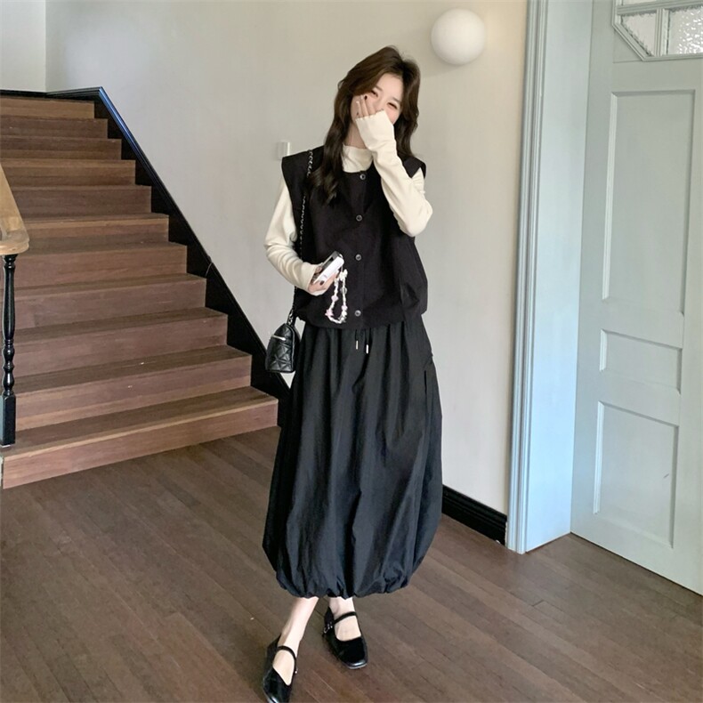 26春新款-优雅休闲宽松减龄马甲花苞裙套装2622-P170K278,女装套装/套裙,2B190