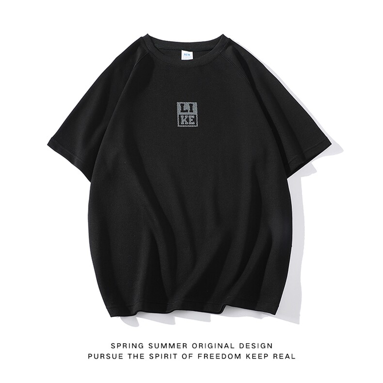 新款夏季短袖珠地面料宽松简约落肩男士T恤ZDY3409-P46,男装T恤,星座717